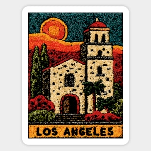 California Mission Linocut Print | Vintage Los Angeles Souvenir Magnet
